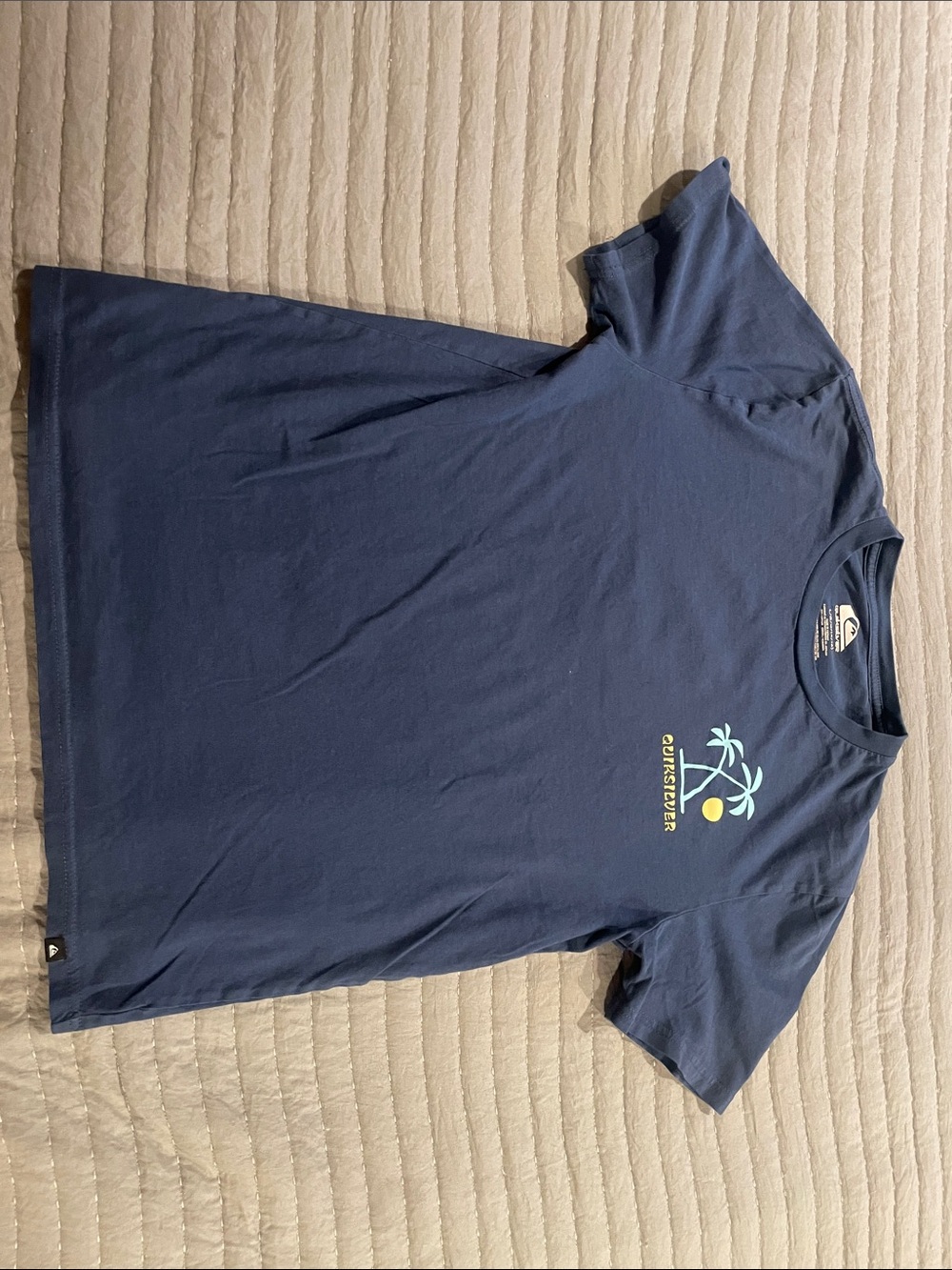 Quiksilver Blue Tee with Palm & Sun Graphic